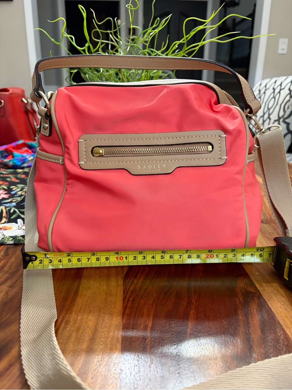 Radley London Coral Nylon Crossbody Bag with Tan Trim 🏴